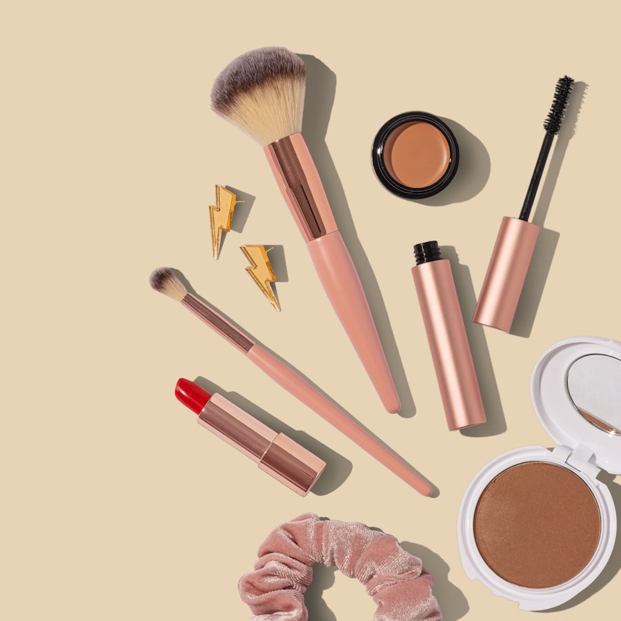 Flat-lay of skincare products on a neutral surface, used as an imagery reference.